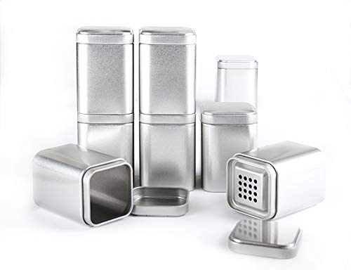 Spicebar 8 Gewürzdosen mit Aromadeckel + 8 Etiketten + 4 Streueinsätze, Maße: 8x6x6 cm Spicebar 8 Gewürzdosen mit Aromadeckel + 8 Etiketten + 4 Streueinsätze, Maße: 8x6x6 cm